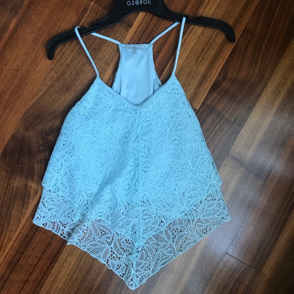 Charlotte Russe Tops - NWOT Charlotte Russe Blue Lace Tank Top